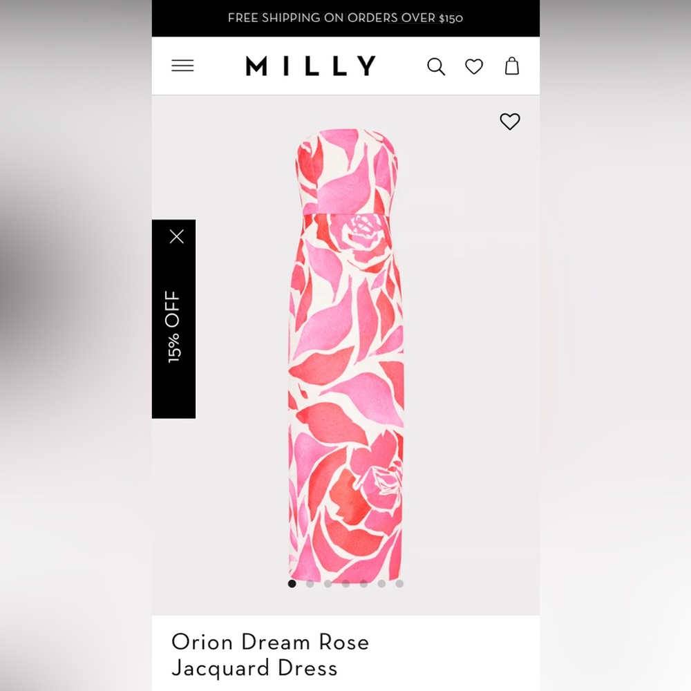 Milly Pink and Red Floral Strapless Gown